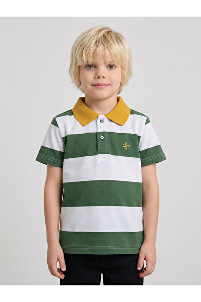 JUNIORLOOM By Styli Boys Multi-Color Striped Contrast Collar Polo T-Shirt By ...
