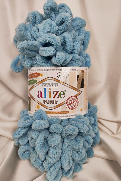 Alize Puffy Azur Fir pentru tricotat manual 100gr. 9mt. (Pachet de 5) - Culoa...
