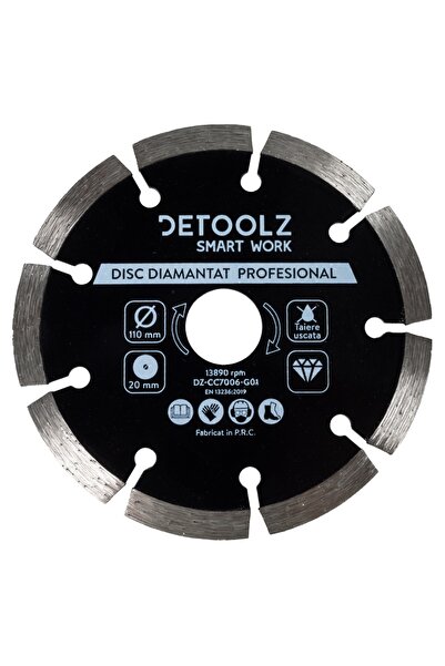 DETOOLZ Segmented diamond disc 110x20mm, dry cutting