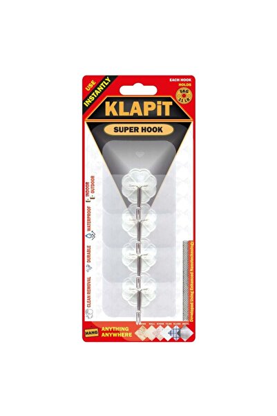 KLAPiT Super Hook Clear, Pet, 60 X 60 mm, Silicone And PU Foam, Hardware Tool...
