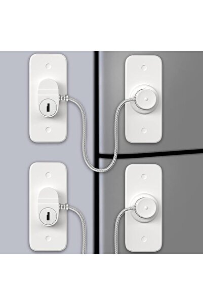GENERAL 2-Piece Super Strong Adhesive Refrigerator Lock Set, White