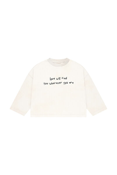 lethestudios Love Finds You Baskılı Uzun Kollu Basic T-Shirt