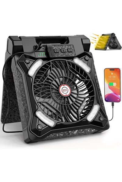 Morvena Picks Ventilator solar de camping îmbunătățit cu lanternă, timp de fu...