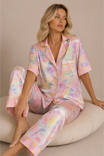 Generic Brand Set de pijamale din satin Cherryqueen
