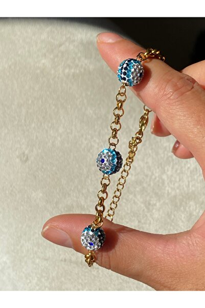 Generic Brand Zircon Top Nazarlı Steel Bracelet