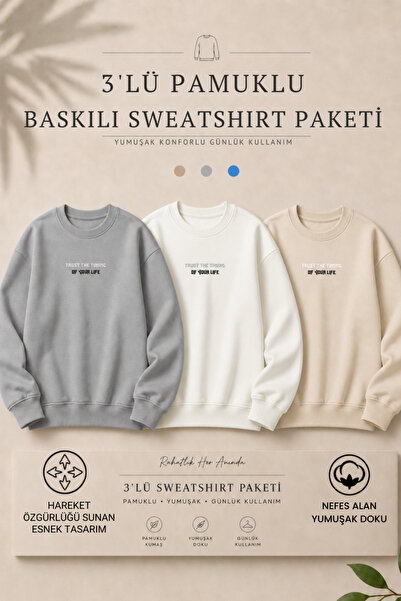 DAMGA JEANS 3 Pieces Men's Cotton Printed Regular Fit Sweatshirt