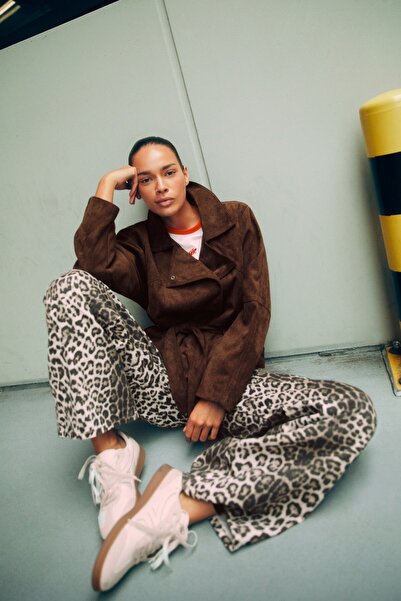 Pull & Bear Leopar desenli baggy jean