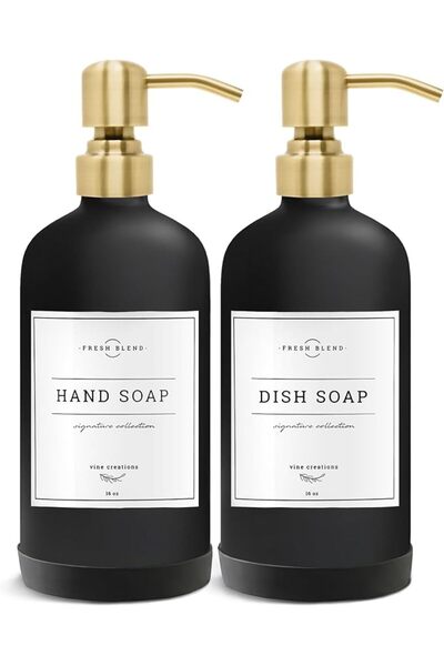 Vine Creations Fine Creations 473ml White Glass Soap Dispenser Set, Kitchen S...