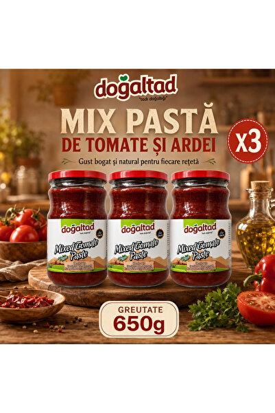 DOĞALTAT Смесена доматена паста 60% и пиперливо 40%, Комплект 3 х 650 г