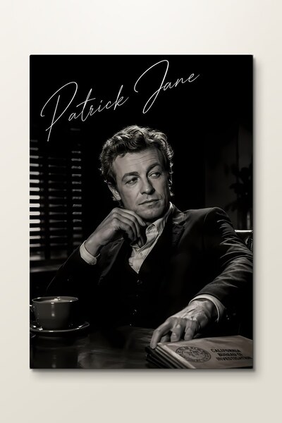 ArtPlaka The Mentalist: Ofis Masasında Patrick Jane - Film Metal Tablo - Mıkn...