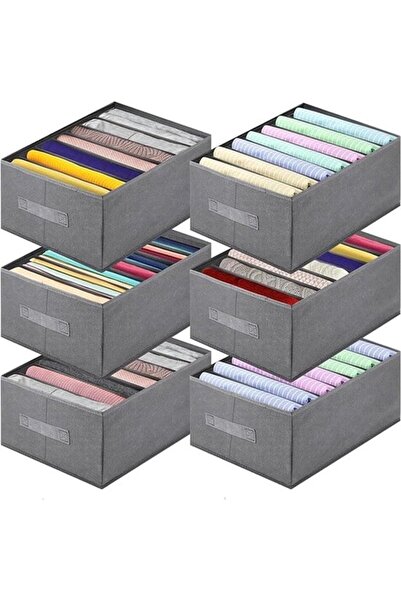 Morvena Picks Un set de 6 cutii de depozitare dulap stivuibile cu mânere