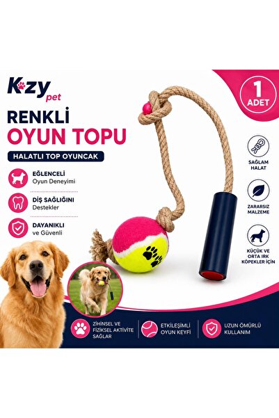KZYPET Köpek Diş Kaşıma Topu Halatlı Oyuncak Dayanıklı Isırma Oyuncağı Enerji...