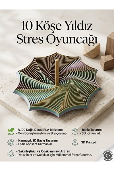 3D 10 köşe yıldız stres oyuncağı
