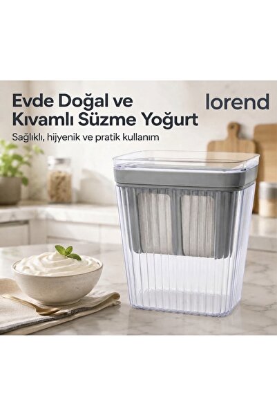 FİLİTREMELİ YOĞURT SÜZME KABI 2200ml,PASLANMAZ ÇELİK 3 PARÇALI SÜZME YOĞURT APARATI KAPAKLI