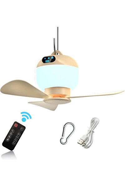 Morvena Picks Ventilator de camping reîncărcabil cu lumină și telecomandă, ve...