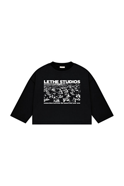 lethestudios Sunset & Your Eyes Baskılı Uzun Kollu Basic T-Shirt