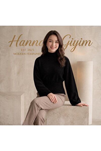 zere butik ETEK SAÇ ÖRGÜ KOLU GENİŞ YARIM BALIKÇI YAKA TRİKO BLUZ KAZAK