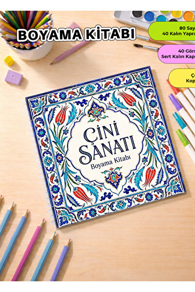 metafortoys Çini Sanatı Boyama Kitabı – 21x20 cm I 40 Görsel I Çocuklar ve Ye...