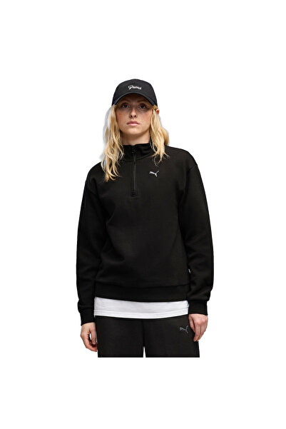 Puma Essentials Elevated Half-Zip Kadın Siyah Günlük Stil Sweatshirt 69401601
