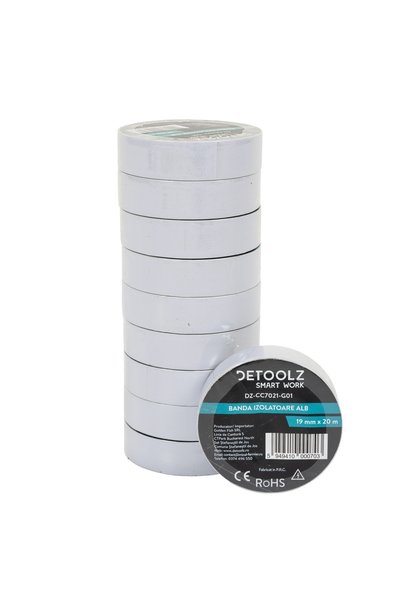 DETOOLZ Set of 10 pieces insulating tape 19mm*20m WHITE G01