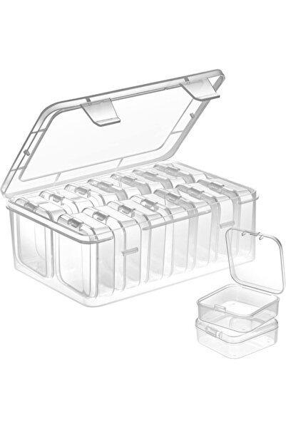 Morvena Picks Set de 14 cutii mici și 1 cutie mare din plastic transparent pe...