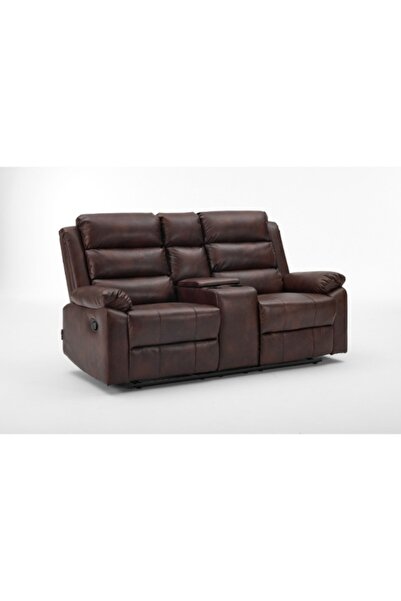 micasa Durable High Quality 2-Seater Leather Manual Recliner with Console and...