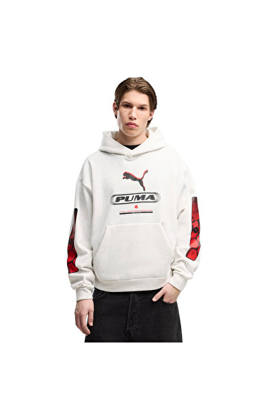 Puma Sport Street Boxy Graphic Erkek Beyaz Günlük Stil Sweatshirt 69432205