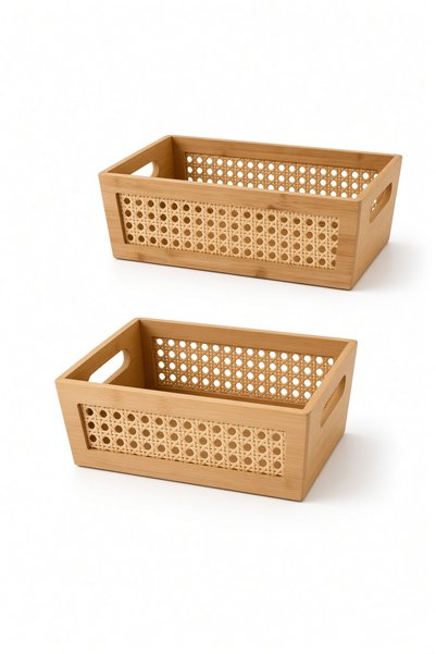 Funny Life 2-Piece Bamboo Organizer Bathroom Kitchen Organizer Pinterest Model Bread Basket Storage Box