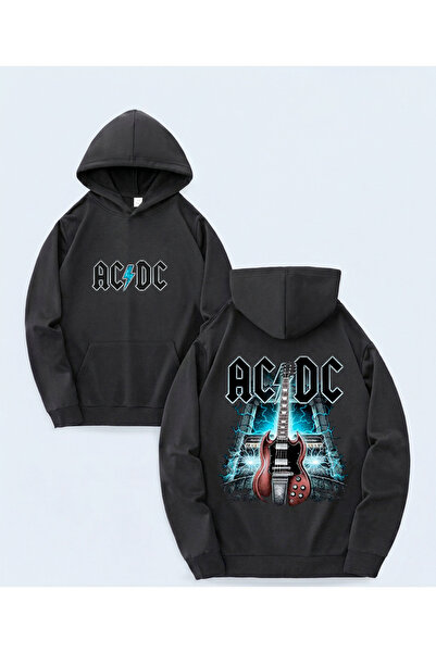 STİL-X New Season Ac/Dc Printed Oversize Sweatshirt, 3-Yarn Soft Fabric