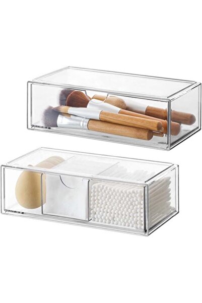 Morvena Picks Cutii de depozitare cosmetice, set 2 piese, sertare acrilice, s...