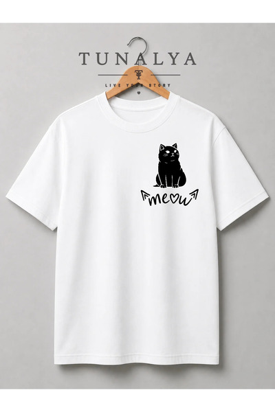 Grafftee Clothing Tunalya Premium Printed Unisex Cotton T-Shirt with Cat and ...