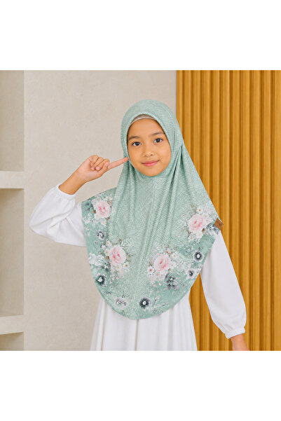 Linda Hijab Kids Floral Printed Zip Front Hijab – Pink Modest Headscarf for G...