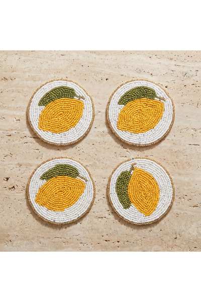 Lifestyle Lemon Embellished Coaster - Set of 4