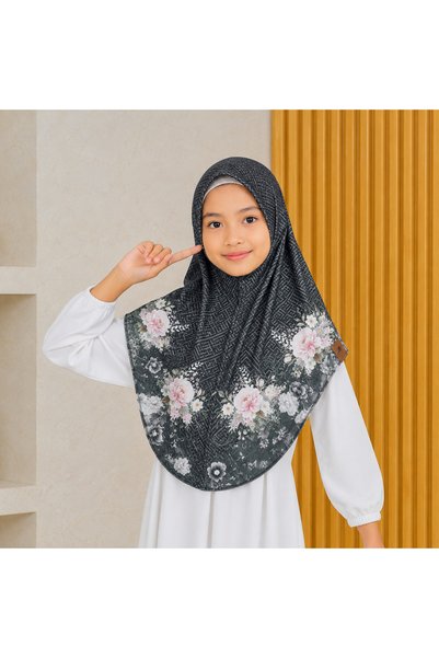 Linda Hijab Kids Floral Printed Zip Front Hijab – Pink Modest Headscarf for G...