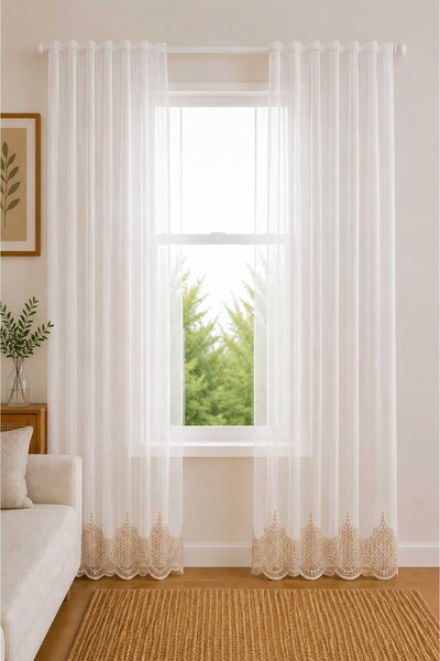 Premier Home Lace Skirt 18211 Embroidery Custom Size Tulle Curtain 280X270 1X...