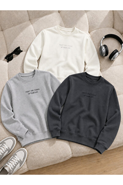 DAMGA JEANS 3 Pieces Men's Comfortable Fit Premium Printed Sweatshirt