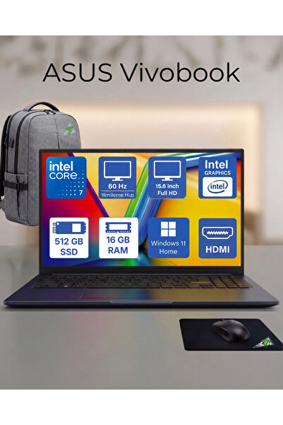 ASUS Vivobook 15, Intel Core 7 (150U), 16GB DDR5, 512GB SSD Windows 11 Home +...