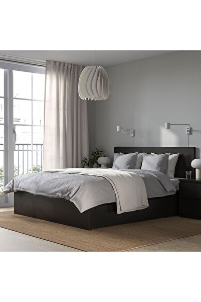 IKEA Çift Kişilik Çekmeceli Karyola İskeleti 140x200 cm Huş Modern Ahşap Yata...
