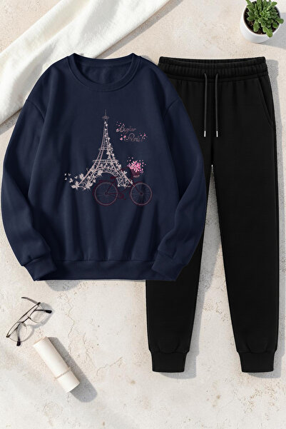 uyguntarz Unisex Bonjour Paris Design Printed Crew Neck Sweatshirt - 2-Piece ...