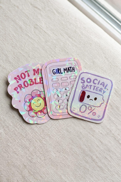 Plumie Hologramlı Laminasyonlu Pastel Mood Sticker Seti 3’lü | Laptop, Defter...