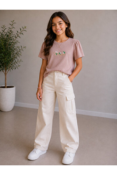 ÇİÇEK NAKIŞLI KIZ ÇOCUK T-SHIRT