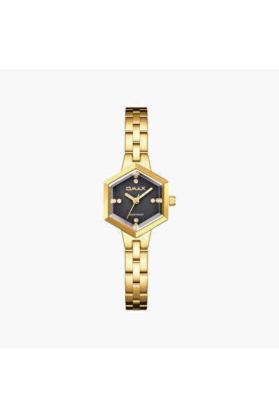 Omax Women's Analog Hexagon 22 MM Metal Clasp Watch | SQ-CS012G21S3