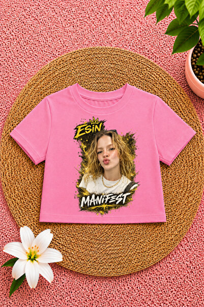 MECH BUTİK Manifest Printed Pink Crop T-Shirt Is a Slim Fit. Order One Size L...