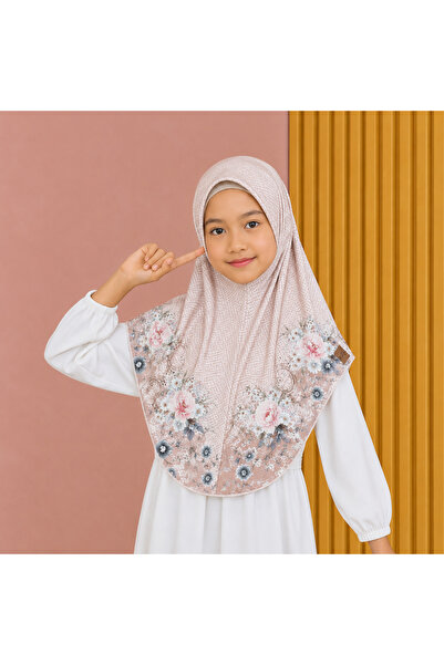 Linda Hijab Kids Floral Printed Zip Front Hijab – Pink Modest Headscarf for G...