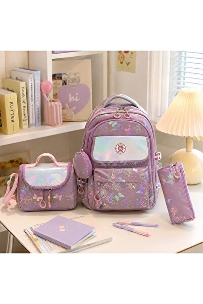 woomino Girl's 3-Piece School Bag Set – Glittery Backpack, Lunch Bag, and Pen...