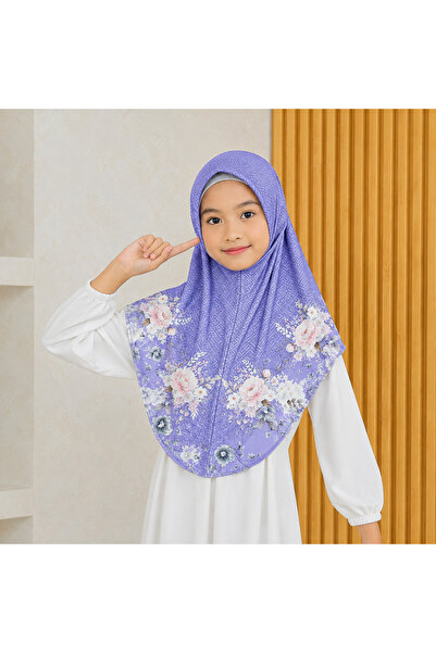 Linda Hijab Kids Floral Printed Zip Front Hijab – Pink Modest Headscarf for G...