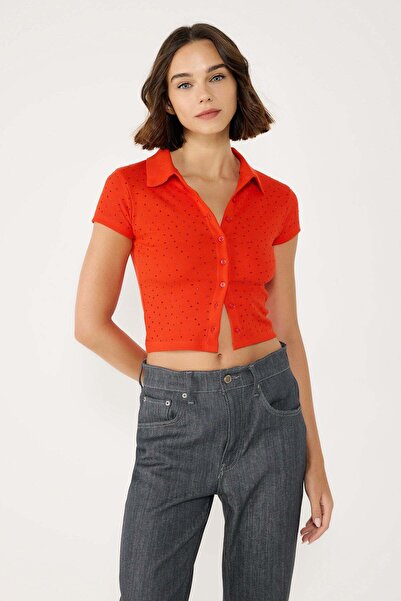 No Matter What Tricou polo cu aplicații complete de strasuri pe față