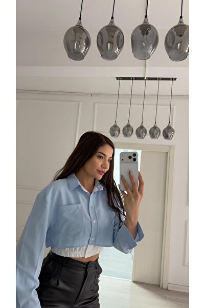 Daves Bebe Mavi Düğmeli Beli Lastikli Gömlek