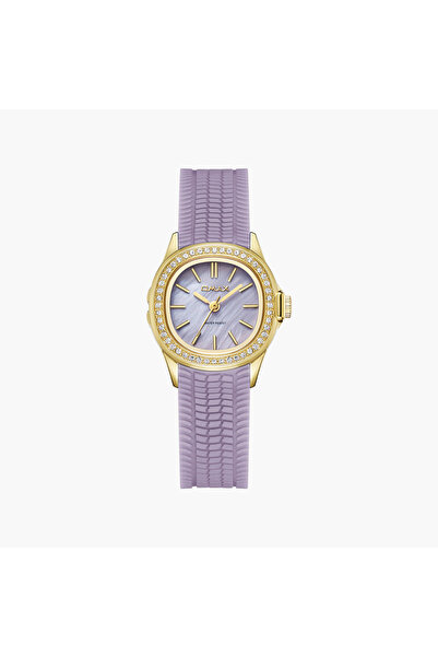 Omax Women's Analog Round 28 MM Butterfly Buckle Watch | SQ-ESS002GZHI3