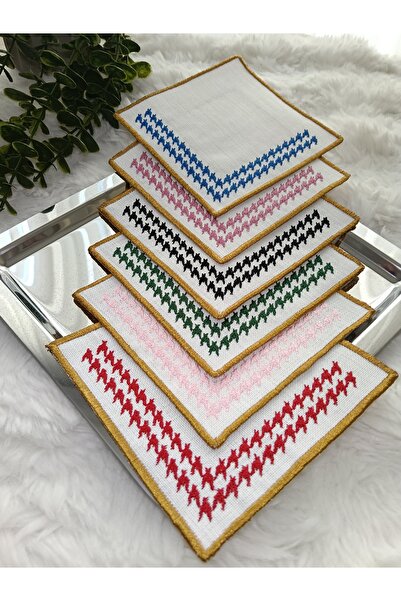 ZEYNEP ELA Kahve yanı kokteyl sunum servis peçete kazayağı model 6 lı 10 cm
